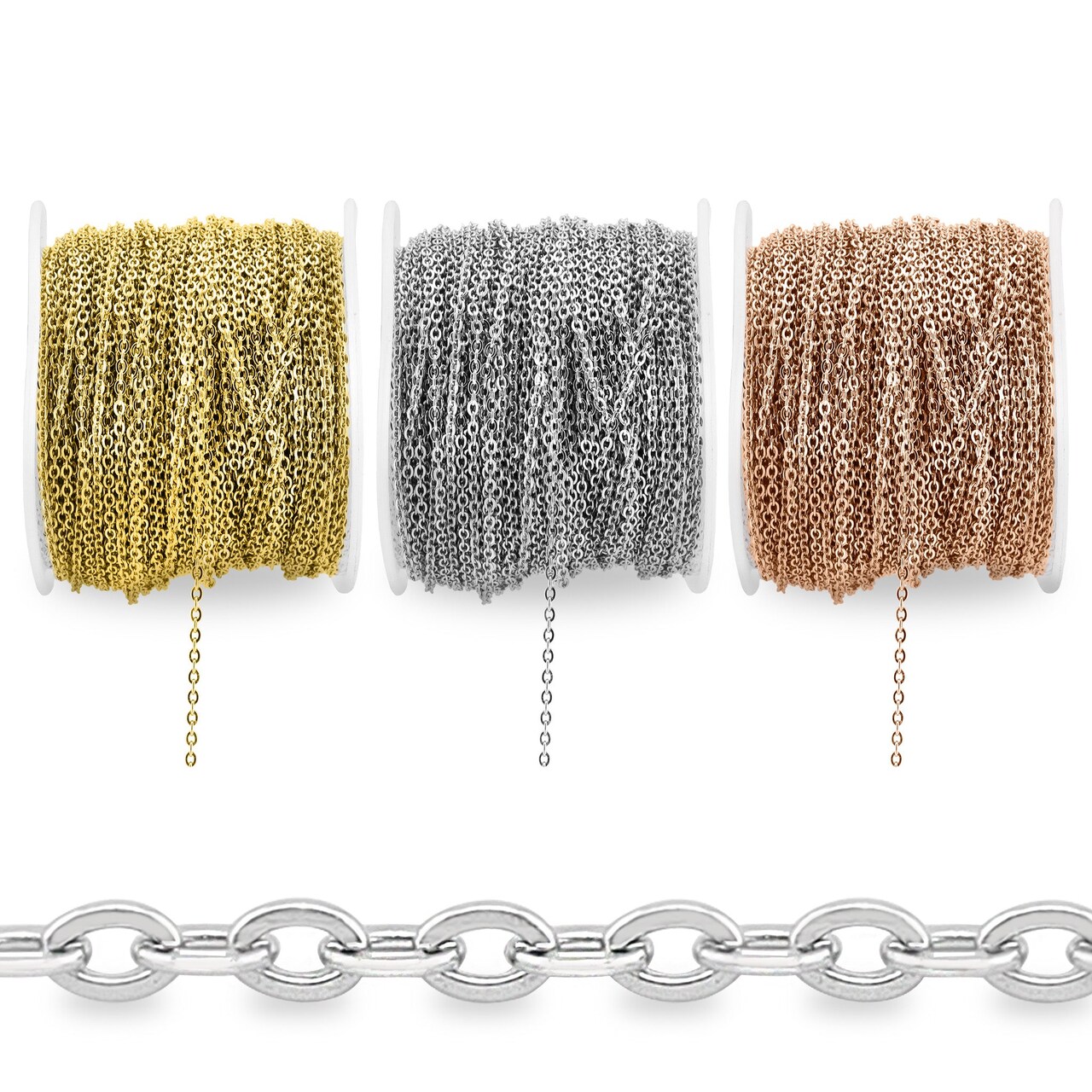 Stainless Steel 1.5mm Oval Loop Chain 164' Spool 50 meter